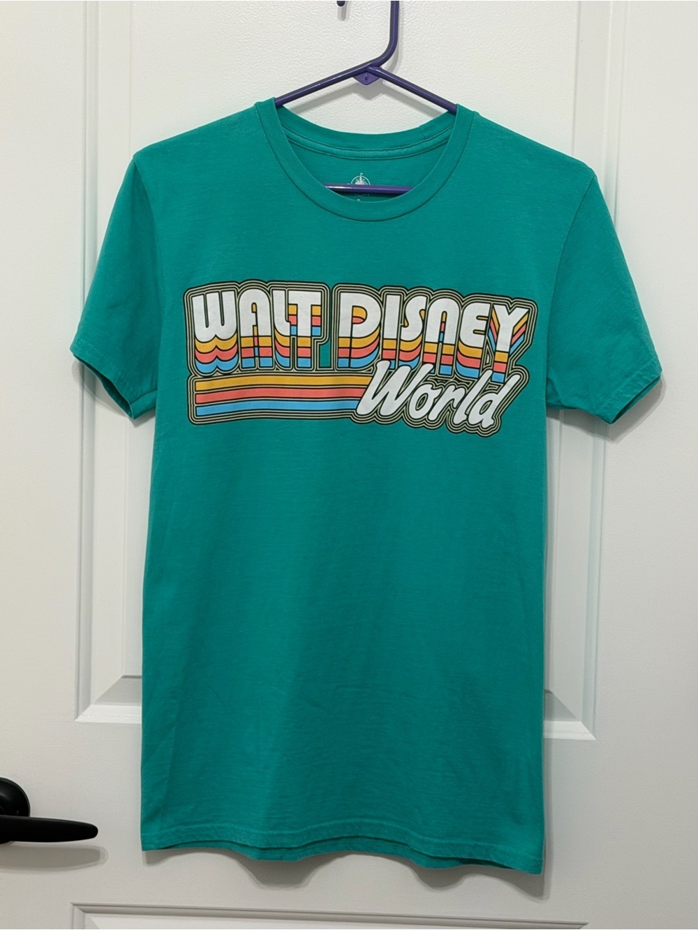 Walt Disney World Retro Rainbow Graphic Tee - Teal Green, Size S